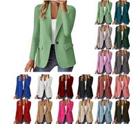 HUIFUAO - Blazers para Mujer, Talla Grande, Chaquetas de Traje de Negocios, Color Negro, Frente Abierto, cárdigan Ligero, Manga Larga, para Oficina, Trabajo, Abrigos, A02 Negro, L