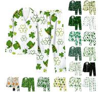 HUIFUAO - Pijamas de San Patricio para mujer, divertidos conjuntos de pijamas de trébol irlandés para el día de San Patricio, ropa de dormir de 2 piezas, camisas y pantalones de manga larga para
