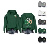 HUIFUAO - Sudadera con capucha para mujer con texto en inglés "Eat Drink Be Irish St Patrick's Day" para mujer, sudaderas divertidas de trébol verde de Irlanda, camisetas de manga larga, Negro, XL