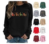 HUIFUAO - Sudadera de Navidad para mujer, diseño divertido de perro salchicha, árbol de Navidad, tallas grandes, disfraces de Navidad, camisetas de manga larga, suéter de moda, ropa de vacaciones