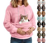 HUIFUAO Sudaderas con Capucha con Bolsillo para Gato, Divertidas Sudaderas Bolsa de Canguro, Talla Grande, para Gatos y Perros, Lindas Sudaderas Capucha Mascotas, Camisetas, Z41 Marrón, S