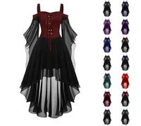 HUIFUAO - Vestidos góticos para mujer, talla grande, hombros descubiertos, manga mariposa, victoriano, medieval, renacentista, vestido largo, vintage, disfraces de Halloween, noche, cóctel, festival
