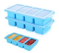 Huiguli 2 Pack Bandejas de Silicona para Congelar con Tapa, Bandeja Cubiteras para Hielo, Recipientes para Congelar Sopas, Salsas y Preparar Comidas, 1 Taza/250 ml, Azul Cielo (Rectangular)