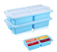 Huiguli 2 Pack Bandejas de Silicona para Congelar con Tapa, Bandeja Cubiteras para Hielo, Recipientes para Congelar Sopas, Salsas y Preparar Comidas, 1 Taza/250 ml, Azul Cielo (Cuadrado)
