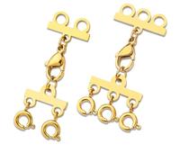 Huiguli 2 Piezas Cadenas de Cierre de Capas, 14K Chapado Oro Cierre de Cadena de Varios Hilos, Cierre de Resorte de 2,3 Hebras para Hacer Joyas de Bricolaje Pulseras Collares