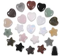 Huiguli 22 Cristales Curativos, Juego de Piedras Naturales Corazón y Estrella, Piedras Pulidas para Sanación de Chakras Reiki, Meditación y Equilibrio en Yoga