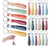 Huiguli 24 llaveros inspiradores de silicona en alemán con mensajes motivacionales, regalo para empleados, colegas, adolescentes, profesores, alemán., 12*2.5cm