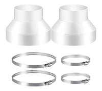 Huiguli 2Pcs Adaptador de Conducto 150 mm a 100 mm con 4 Abrazaderas, Reductor Tubo Campana Extractora para Sistema de Ventilación, Tubo Extractor Cocina