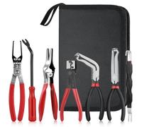 Huiguli 4 Piezas Juego de Alicates de Desconexión Eléctrica, Separador de Conectores Automotrices con 8 Herramienta de Extracción de Terminales de Alambre (7 piezas-Rojo+Negro)