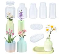 Huiguli 7 Piezas Silicona Florero Moldes, Moldes Resina Jarrón con 5 Floreros + 2 Paleta, Botella Molde de Resina para DIY Decorar Hogar Restaurante Floristería Oficina
