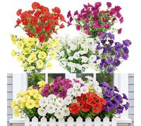 Huiguli 9 Piezas Flores Artificiales Exterior, Seda Gloria Matutina Resistentes a los Rayos UV, Plantas Artificiales Exterior para Jardín Porche Balcón Patio Ventana (5 Colores)