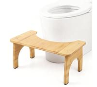 Huiguli Bambústyle Taburete de Inodoro de Bambú para Adultos y Niños - Taburete Baño Antideslizante con Base Estable, Color Natural
