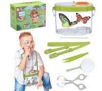 Huiguli Caja de observación de Insectos, Kit de Explorador para Exteriores con 5 Lentes de Aumento, Clips de Insectos, Pinzas, Juego de Captura de Insectos para niños