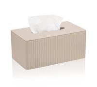Huiguli Caja de Pañuelos de PU Cuero, Portapañuelos Rectangular Moderno para Pañuelos de Papel, Dispensador de Tejidos para Oficina, Hogar, Baño y Coche (Color Beige)