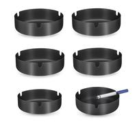 Huiguli Cenicero de Acero Inoxidable, 6 Ceniceros de Metal para Cigarrillos, Cenicero Portátil, Soporte Redondo Portátil de Metal para Interiores y Exteriores, Hogar, Oficina, Mesa de Balcón, Negro