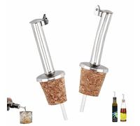 HUIHAOEU 2 Piezas Vertedores de Botellas Corcho Dosificador de Botella con Tapón de Corcho Vertedor con Tapa de Acero Inoxidable para Aceite Vino Licores Cócteles