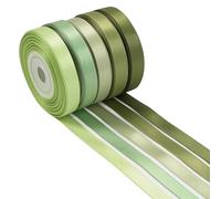 HUIHUANG Cinta de satén verde salvia, 3/8 pulgadas x 50 yardas, 5 colores, perfecta para decoración de bodas, envoltura de regalos, manualidades y mucho más