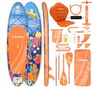 HUIIKE Tabla Paddle Surf Hinchable con Accesorios Incluidos, Remo, Quillas, Inflador. Stand Up Paddle Board Gran Estabilidad y Resistencia. 305 x 84 x 15 cm, Soporta hasta 130 kg