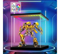 Huijintao Vitrina Expositora para Colecciones, Caja Metacrilato con luz LED de Colores, Vitrina Metacrilato Transparente, Expositor Vitrina para Colecciones, Miniaturas, Figuritas (30x30x30 cm)