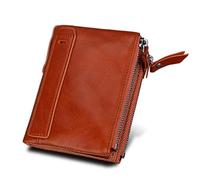 HUIJIQX Cartera para moneda, diseño de vaca auténtica, personalizable, corto, tarjetero, de cuero, para hombre, marca masculina, Orange, Talla única