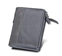 HUIJIQX Cartera para moneda, diseño de vaca auténtica, personalizable, corto, tarjetero, de cuero, para hombre, marca masculina, gris, Talla única