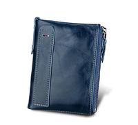 HUIJIQX Cartera para moneda, diseño de vaca auténtica, personalizable, corto, tarjetero, de cuero, para hombre, marca masculina, Blue, Talla única