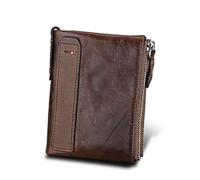 HUIJIQX Cartera para moneda, diseño de vaca auténtica, personalizable, corto, tarjetero, de cuero, para hombre, marca masculina, café, Talla única