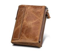 HUIJIQX Cartera para moneda, diseño de vaca auténtica, personalizable, corto, tarjetero, de cuero, para hombre, marca masculina, Brown, Talla única