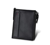 HUIJIQX Cartera para moneda, diseño de vaca auténtica, personalizable, corto, tarjetero, de cuero, para hombre, marca masculina, Black, Talla única