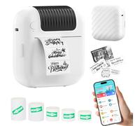 HuiJuKeJi Label Maker-Máquina de etiquetado inalámbrica Bluetooth para iOS y Android, mini impresora adhesiva sin tinta con 5 rollos de cintas, impresora térmica portátil de múltiples plantillas para
