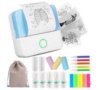 HUIJUTCHEN Mini Impresora Portátil, Bluetooth Impresora Termica para Movil Inalámbrico Impresora Térmica de Bolsillo con 10 Rollos de Papel para iOS y Android para Notas, lácteos y memo (Azul)