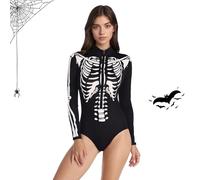 HUIKUANGEU Disfraces de Halloween,Disfraz de Esqueleto,Mono Esqueleto Mujer,Disfraz de Halloween para Mujer,para Carnaval,Mardi Gras,Fiesta Temática,Víspera de Todos los Santos