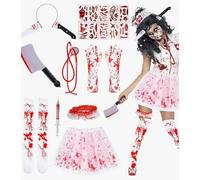 HUIKUANGEU Disfraz de enfermera zombi para mujer, carnaval, sangre