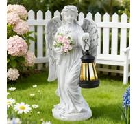 HUIKUANGEU Estatuas de ángel Solar para Jardín,Decoración de Jardín para Exteriores,Decoracion Jardin Exterior Figuras,Angeles Figuras,Decoración para Tumba,Artística para Patio,Césped,Patio