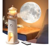 HUIKUANGEU Faro Decorativo LED con Proyección, Luz Nocturna y Casa Iluminada, Control Remoto y Función Bluetooth para Niños, Adultos, Decoración de Habitaciones