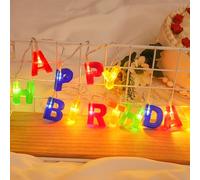 HUIKUANGEU Guirnalda de Luces LED Happy Birthday 1.7M, Cadena de Luces para Habitación Infantil, Decoración de Fiestas para Cumpleaños Infantiles, Decoración Hogar Reunión Jardín