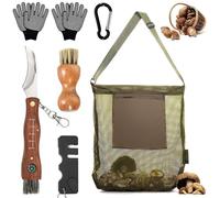 HUIKUANGEU Navaja para Setas,Navaja Champiñon,Bolsa de Caza de Hongos,Cuchillo para Hongos con Cepillo y Regla,Cuchillo Plegable para Trufa,para Recoger