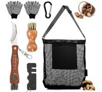 HUIKUANGEU Navaja para Setas,Navaja Setas,Navaja Champiñon,Navaja Micologica,Cuchillo para Hongos con Cepillo y Regla,Bolsa de Caza de Hongos,Cuchillo Plegable para Setas/Trufa,para Recoger Setas