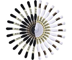 Huimai 26 hilos de bordar de Skeins, incluyendo 13 hilos negros y 13 blancos, punto de cruz, para pulseras de la amistad, bordado (blanco y negro)