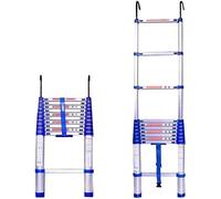 HUIMOZ Escalera telescópica para Exteriores con Ganchos, 6,5, 8,5, 9,6, 10,6, 12,6, 13,6, 14,5, 16, 17, 19 y 20 pies, Azul (tamaño: 6,15 m/20 pies)