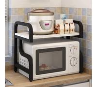 HUIMOZ Rejilla para Horno microondas de 2 Niveles para Cocina, Resistente, con Organizador de sobremesa de Madera, Marco de Metal Independiente, Soporte para Escritorio en casa