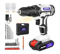 Huini Taladro Atornillador Inalámbrico 21V, 25+1 Ajustes de Par, 29 Accesorios, 45 Nm, 2 Velocidades, LED, 1 Batería Kit de Bricolaje