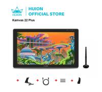 HUION-tableta gráfica Kamvas 22 Plus, Monitor QD de 21,5 pulgadas con cristal antirreflejos grabado, 140% sRGB