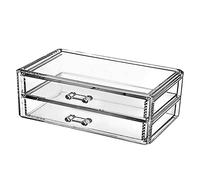 HUIOP 2 cajones Caja de Almacenamiento de Maquillaje de acrílico Transparente Escritorio Joyas y Organizador de cosméticos Transparente Caja de presentación de Almacenamiento de tocador Organizadores