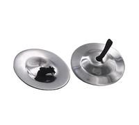 HUIOP 2 platillos de dedo para danza del vientre, platillos de dedo plateados, platillos de danza del vientre, ritmos, ritmos, instrumentos musicales de percusión, para fiesta de bailarina, 1 par de