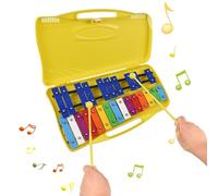 HUIOP 25 notas Glockenspiel xilófono colorido metal teclas de percusión ritmo instrumento musical con 2 mazos estuche de mano para estudiantes principiantes