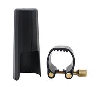 HUIOP acortar,Sujetador Ligadura de Cuero con Tapa de Plástico para Soprano Sax Saxphone Baquelita Boquilla Durable,Sujetador Ligadura de Cuero