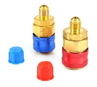 HUIOP Adaptadores de Latón para Conector de Acoplamiento Rápido para Automóvil R134a, Adaptadores Conversión Núcleo Válvula R134a, Fáciles Conectar y Desconectar,