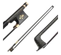 HUIOP arco,4/4 Violín Arco de Biolín Bien Equilibrado Trenzado Dorado Fibra de Carbon Round Stick Rana de Ébano AAA Mongolia Crin Negra,Violín Arco