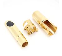 HUIOP Boquilla Eb Alto Sax 5C Latón Dorado con Tapa y 2 Almohadillas para Amantes de la Música Clásica